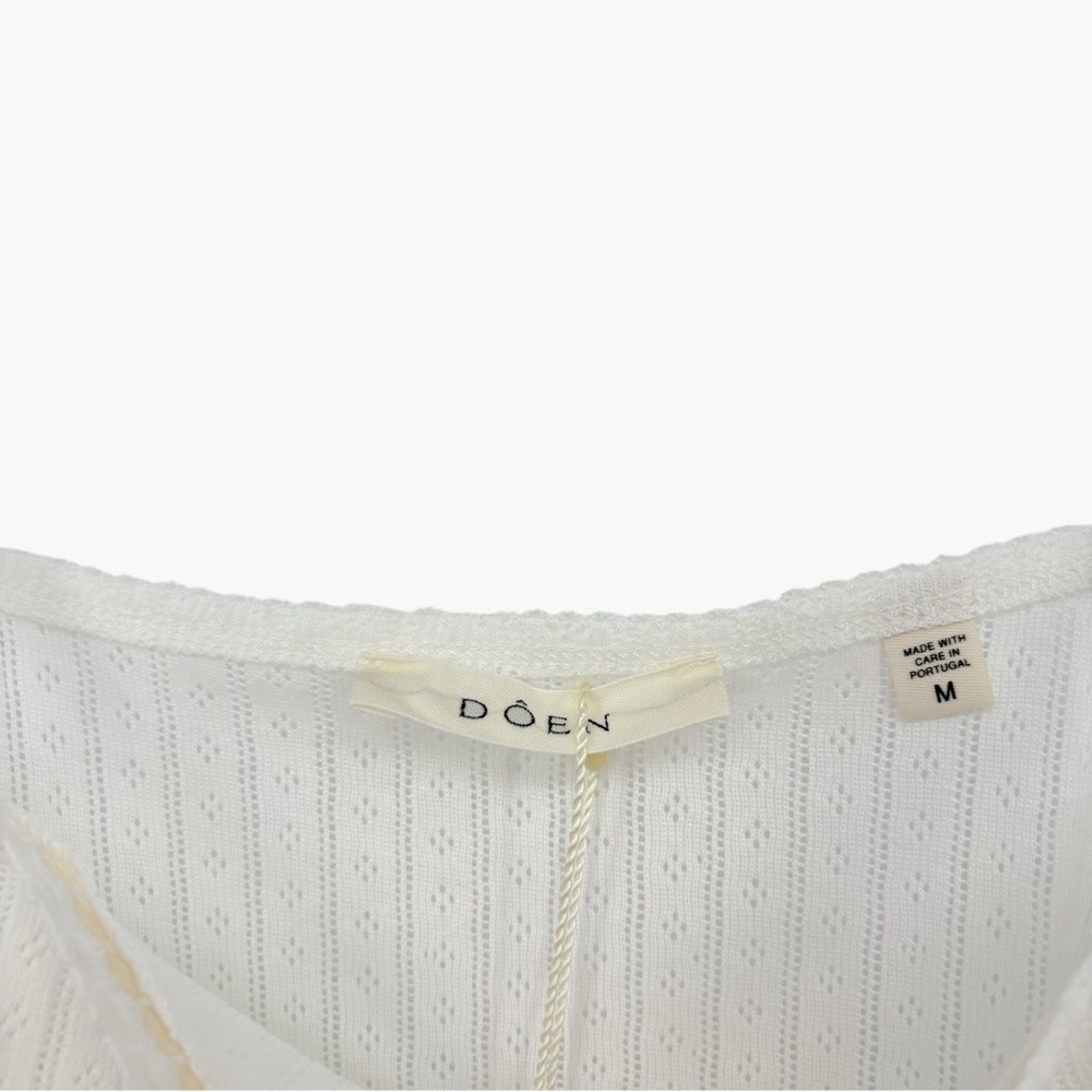 DÔEN Ligea Pointelle Organic Cotton Cami Medium Salt Romantic Cottagecore New - Picture 5 of 13